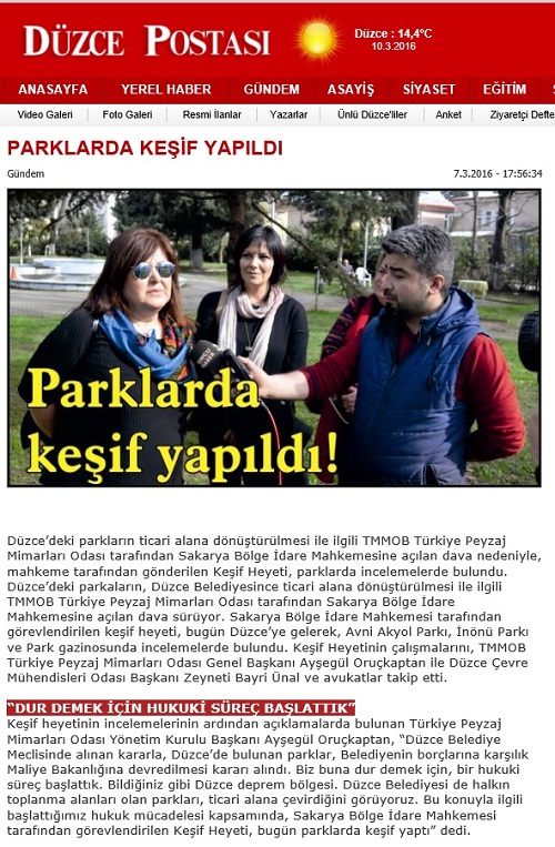 PARKLARDA KEŞİF YAPILDI 07.03.2015 / DÜZCE POSTASI