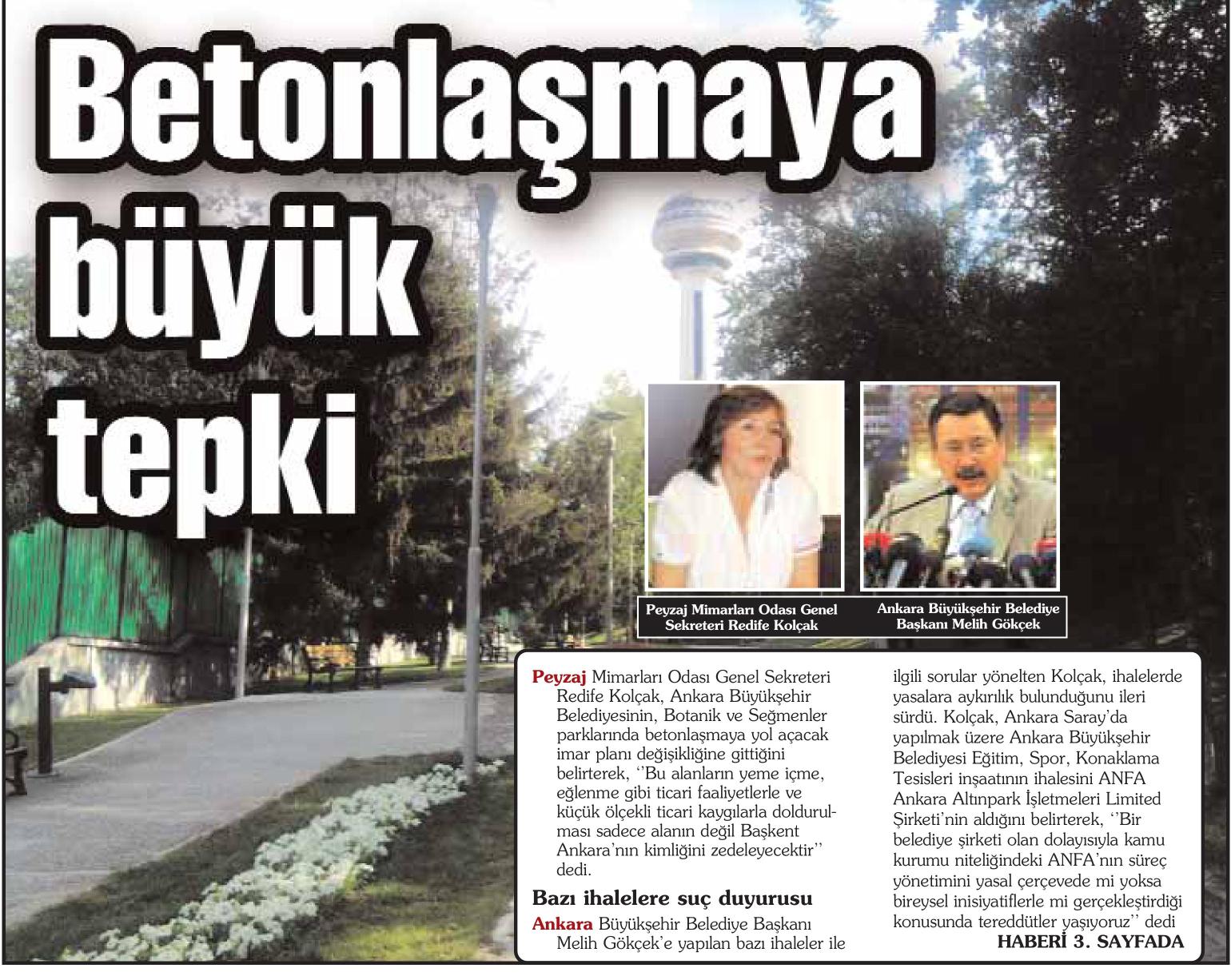 HÜRRİYET- 04.09.2011 PEYZAJ MİMARLARINDAN ANFA`YA İKİNCİ İHALE SALVOSU 
