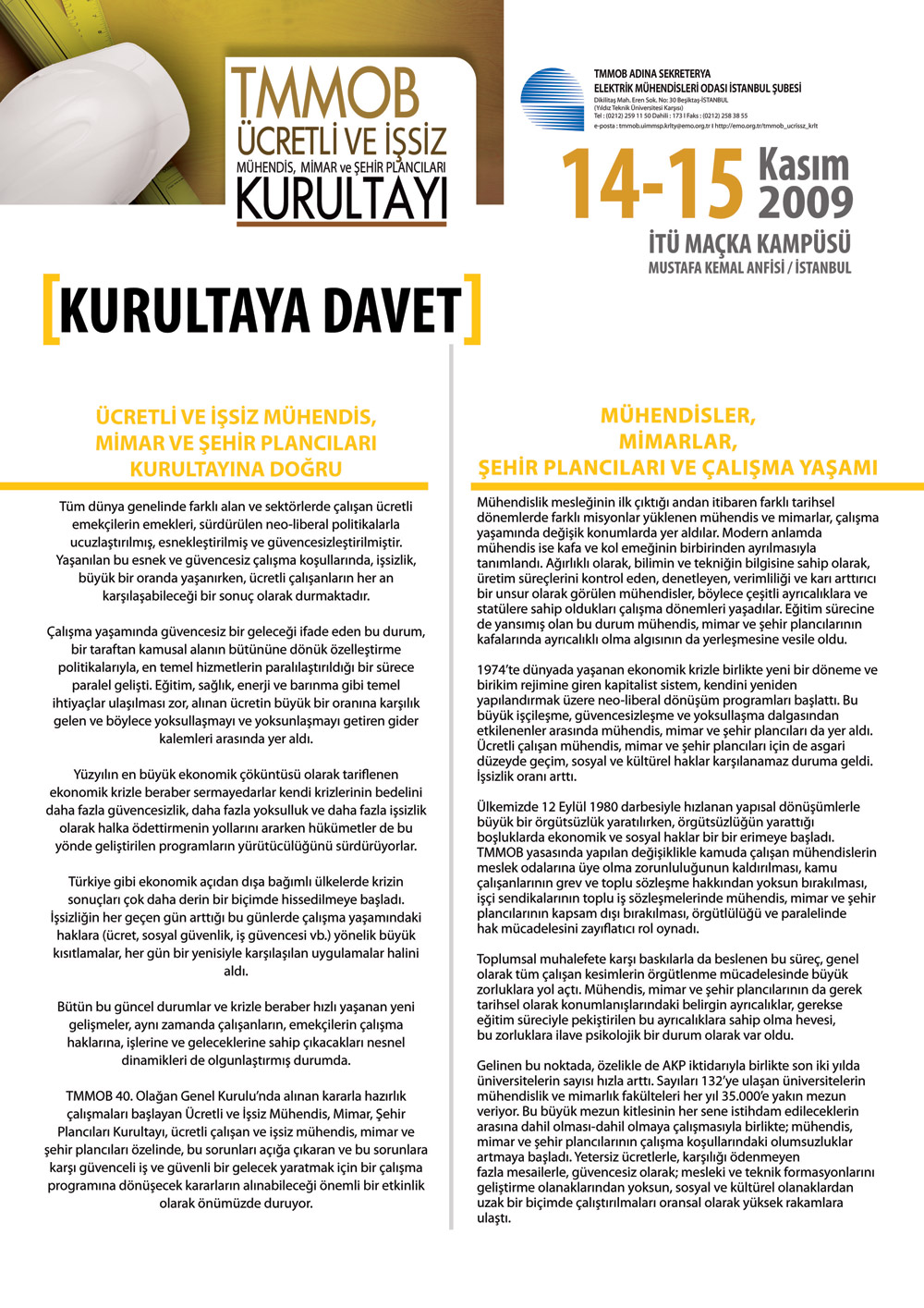 TMMOB ÜCRETLİ VE İŞSİZ MÜHENDİS, MİMAR VE ŞEHİR PLANCILARI KURULTAYI