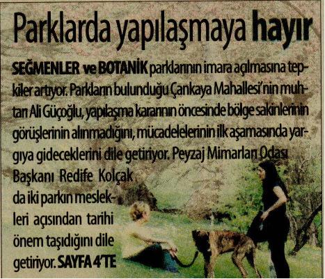 CUMHURİYET ANKARA - PARKLARDA YAPILAŞMAYA HAYIR. 26.08.2011