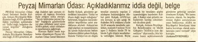 HÜRRİYET- 04.09.2011 PEYZAJ MİMARLARINDAN ANFA`YA İKİNCİ İHALE SALVOSU 