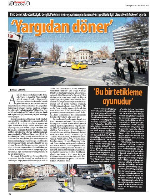 CUMHURİYET ANKARA 29.01.2010 YARGIDAN DÖNER"