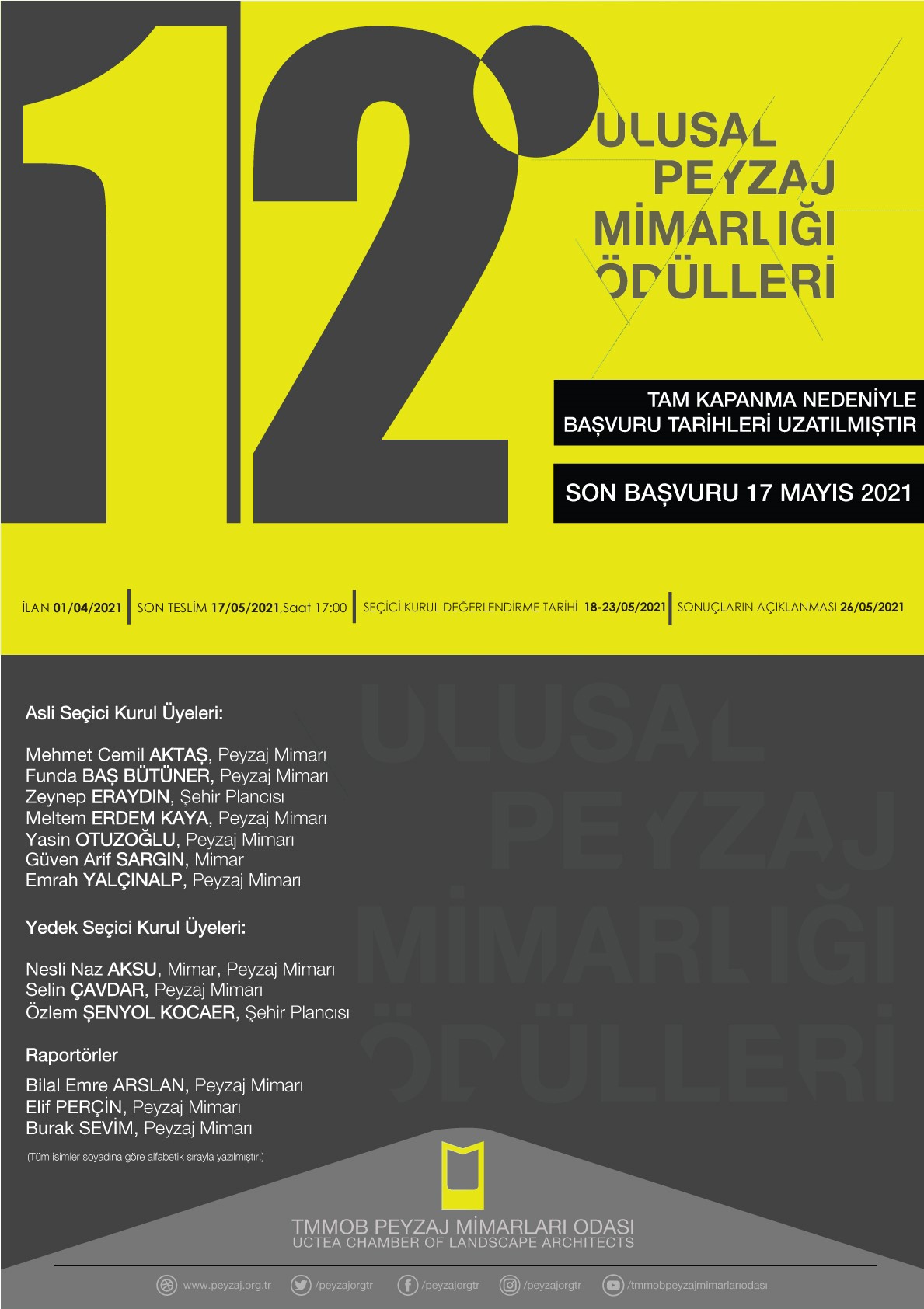 12. ULUSAL PEYZAJ MİMARLIĞI ÖDÜLLERİ BAŞVURU TARİHİ UZATILMIŞTIR