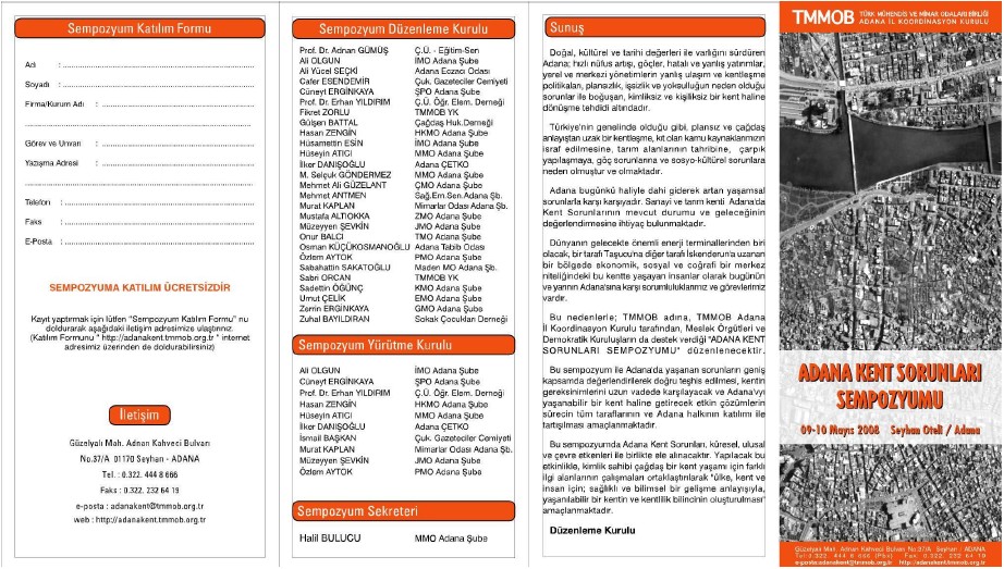 ADANA KENT SORUNLARI SEMPOZYUMU BASIN AÇIKLAMASI