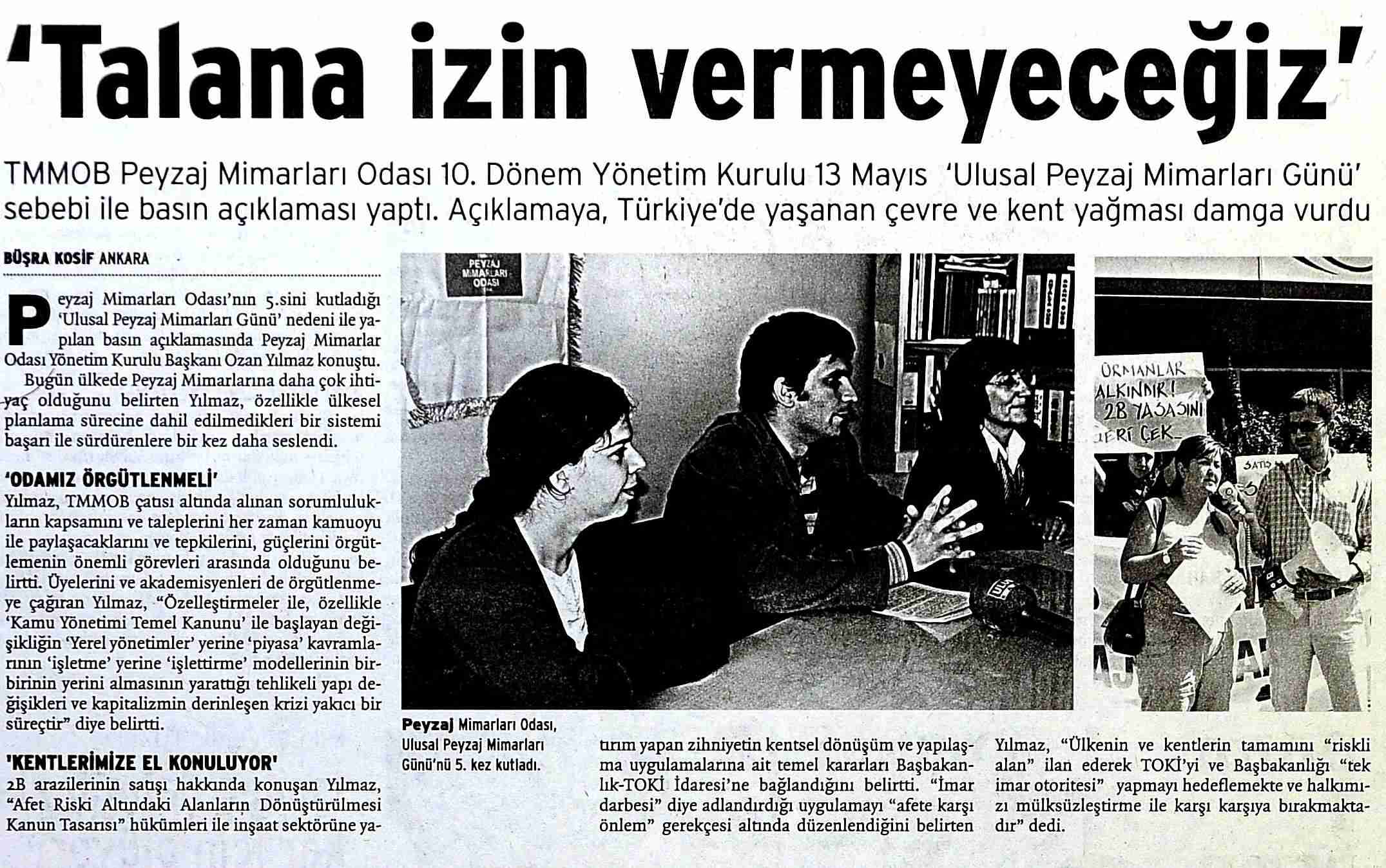 TALAN İZİN VERMEYECEĞİZ-12 MAYIS- BİRGÜN