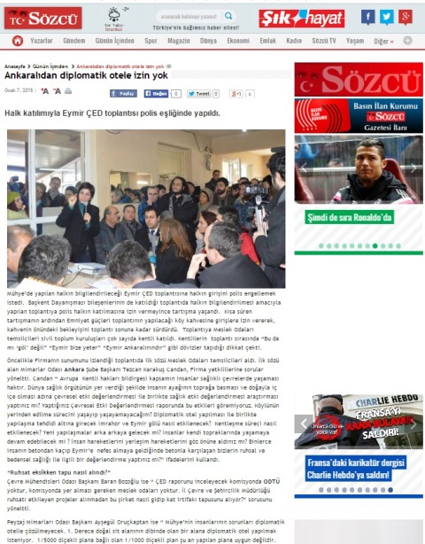 ANKARALIDAN DİPLOMATİK OTELE İZİN YOK 07.01.2015 / SÖZCÜ