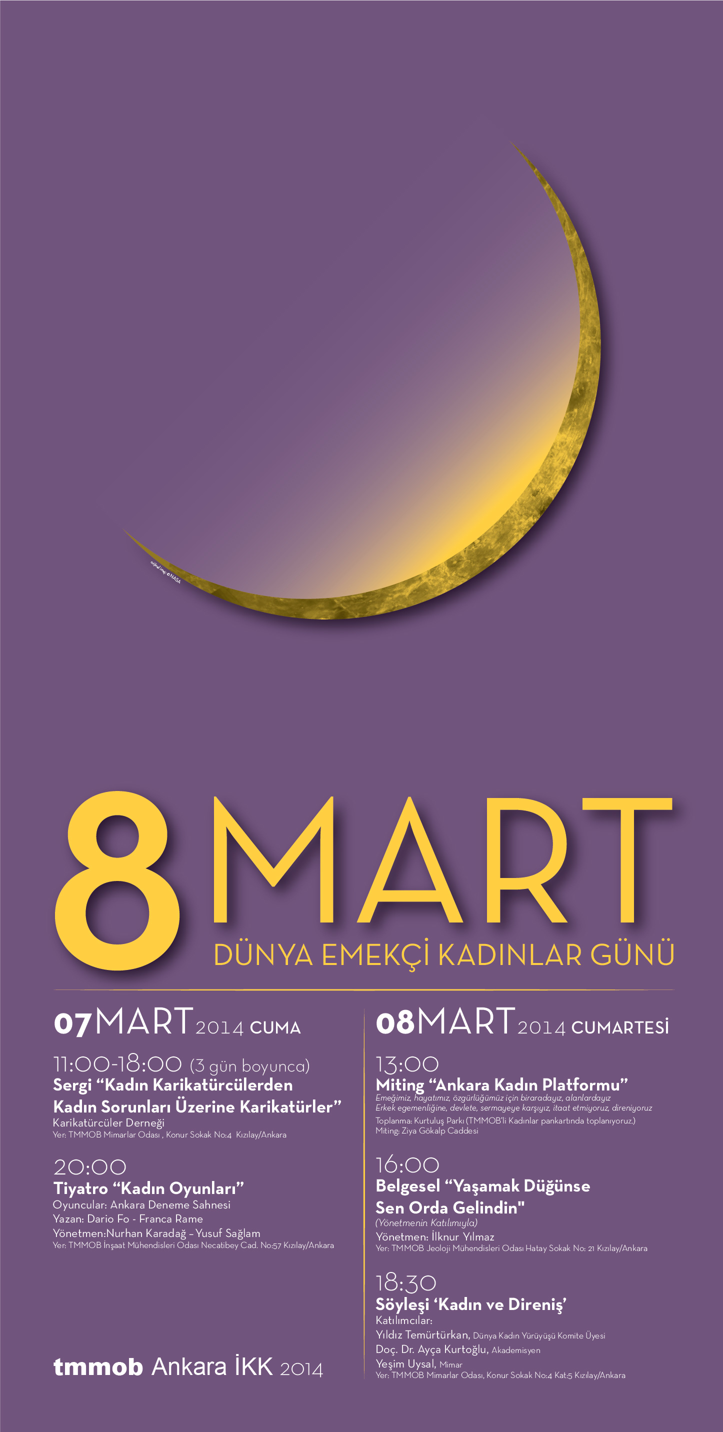 TMMOB İKK 8 MART DÜNYA KADINLAR GÜNÜ ETKİNLİK PROGRAMI