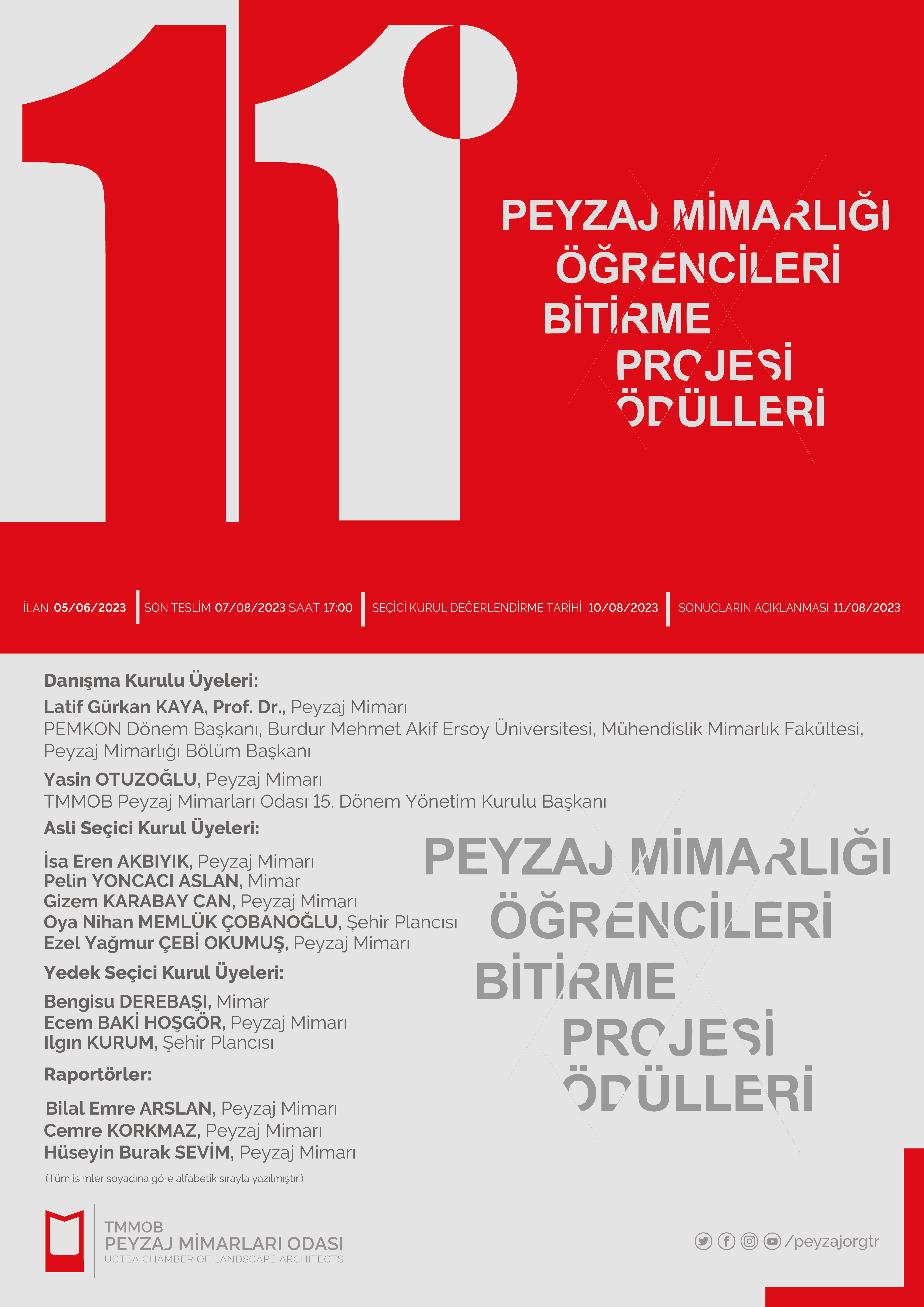 11. PEYZAJ MİMARLIĞI BÖLÜMÜ ÖĞRENCİLERİ BİTİRME PROJESİ ÖDÜLLERİ - 2023