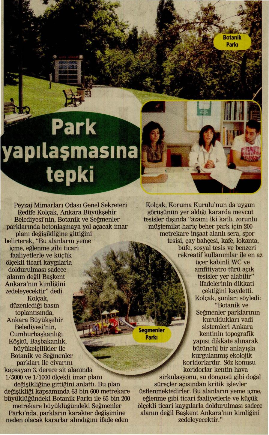 POSTA ANKARA - İMAR PLANI DEĞİŞİKLİĞİ`NE TEPKİ.27.08.2011